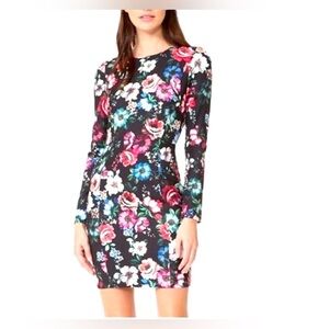 Black Halo Dress Lively Mini Black Floral Lined Sz 4